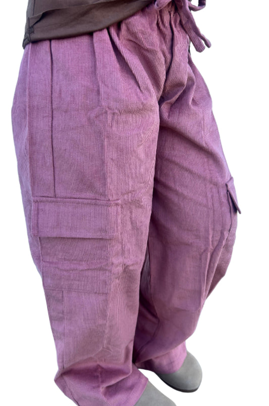 Rose Corded Cargo Pants
