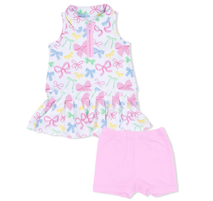 Sweet Bows Polo Tennis Dress With Cartwheel Shorts