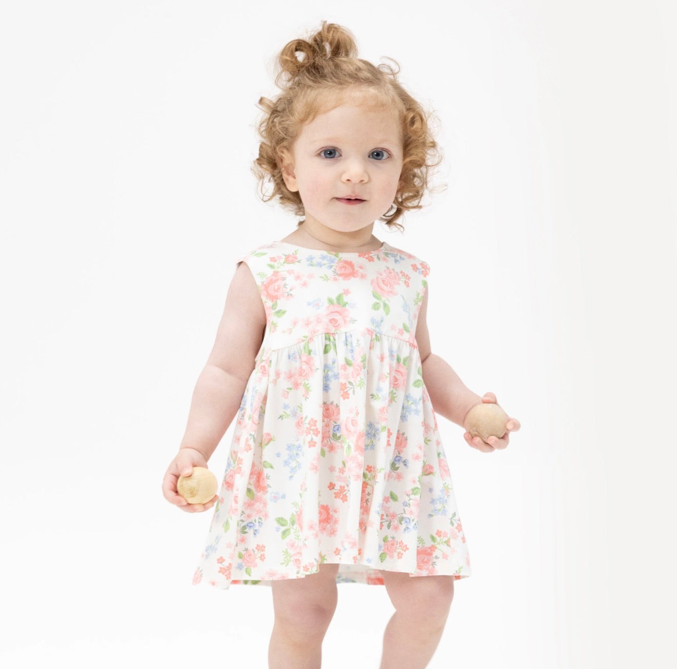 Cute Little Roses -Infant Dress With Bow and Bloomer