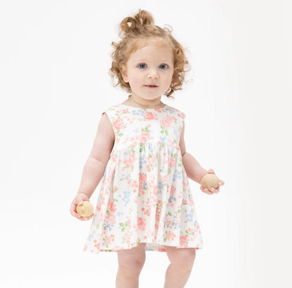 Cute Little Roses -Infant Dress With Bow and Bloomer