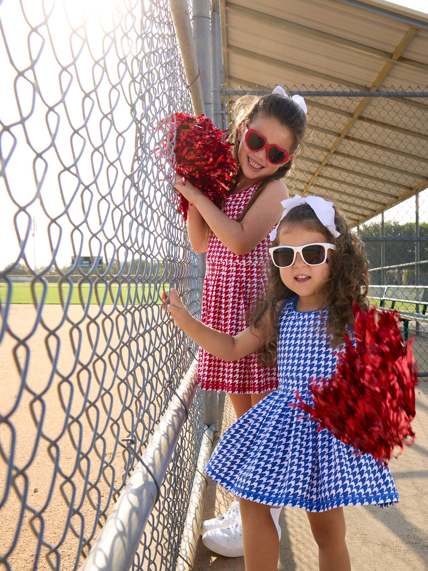 Girls Varsity Blue Houndstooth Pleated Skirt Active Dress & Bike Short Set