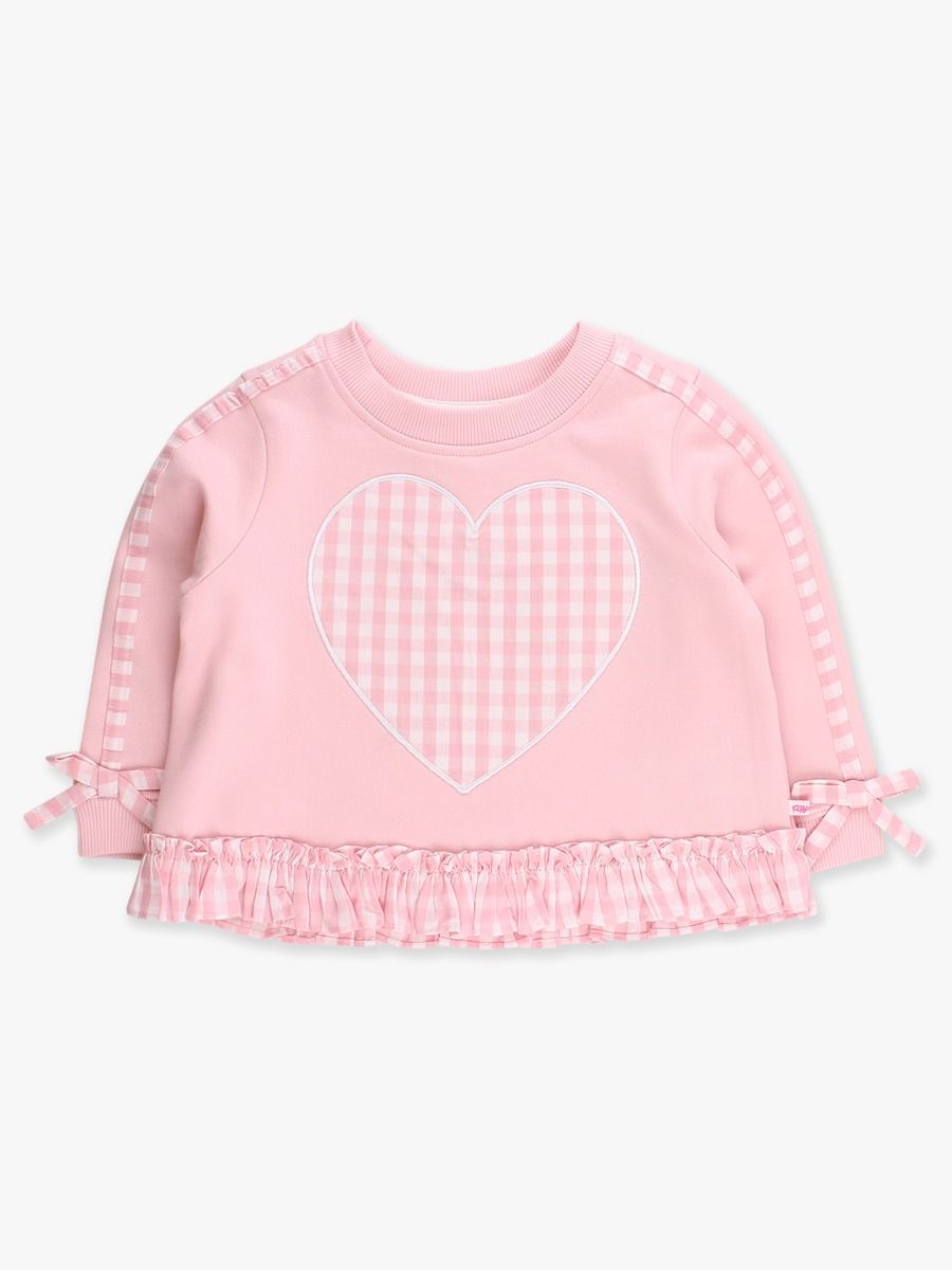 Heart Pink Gingham Appliqué Bow Sweatshirt