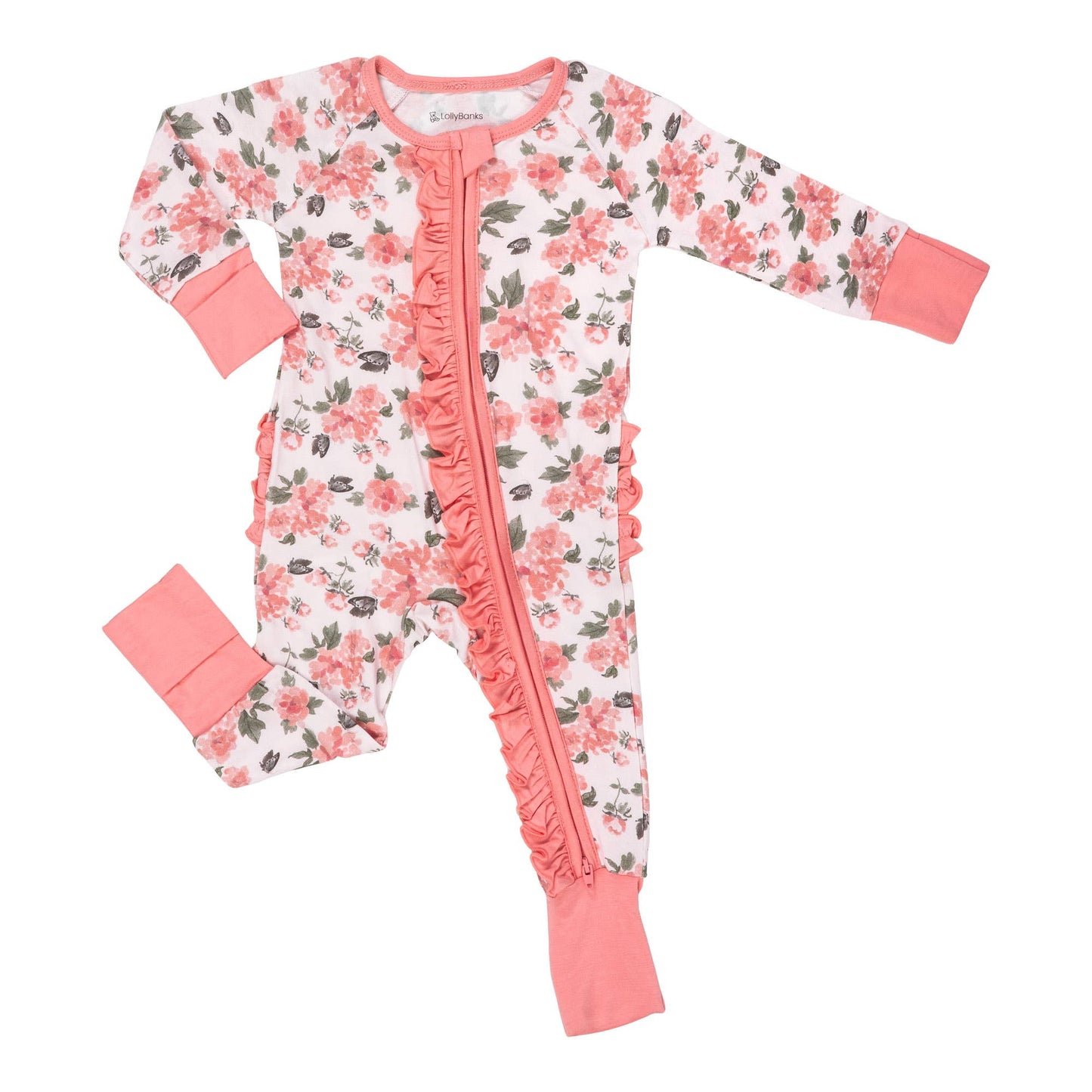 Peony Floral Bamboo Convertible Ruffle Zipper Pajama
