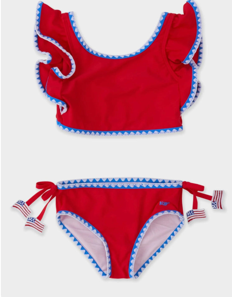Red Crochet Peplum Tankini