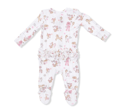 Cowgirl Nursery Ruffle 2 Way Zipper Footie