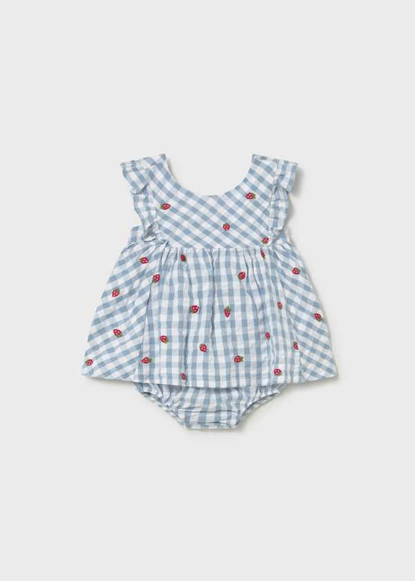Blue and White Checked Dress With Bloomers