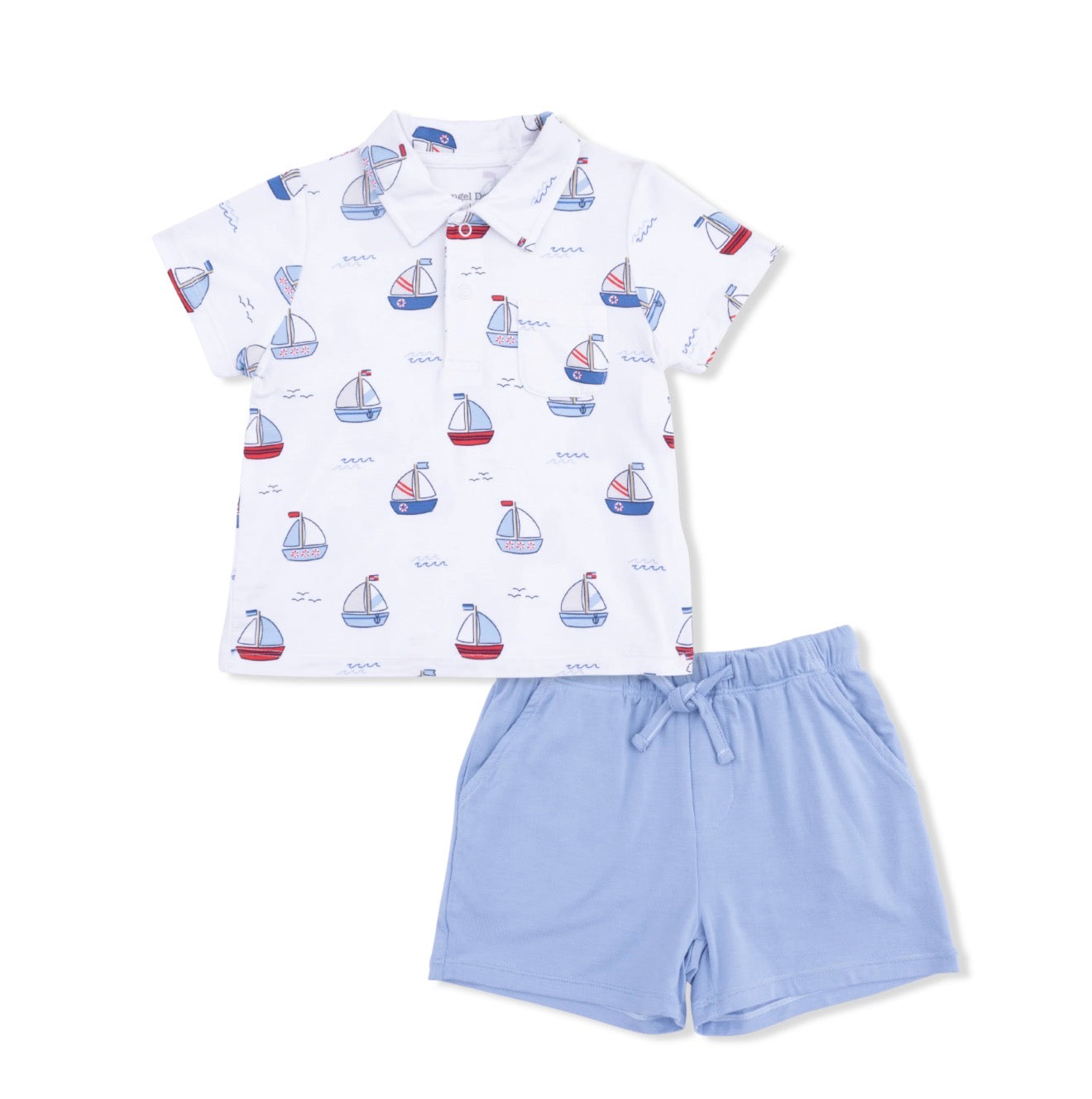 Bubbly Sailboats Blue-Polo with Casual Short