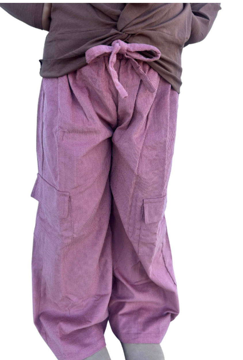 Rose Corded Cargo Pants