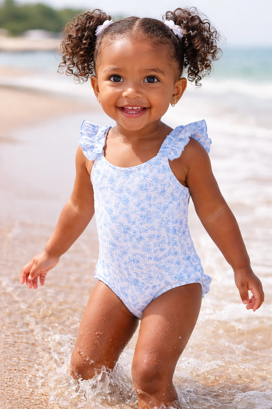 Bluebell Floral Ruffle One-Piece Swimsuit