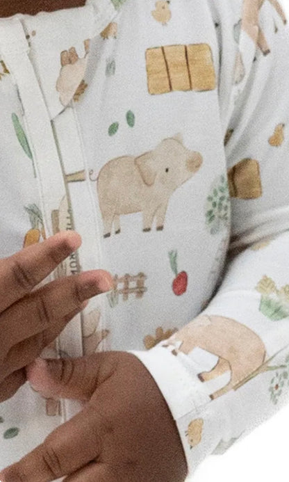 Cute Farm Animals Uni- 2 Way Zipper Footie