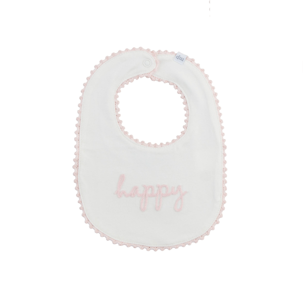 Happy Embroidered Bib