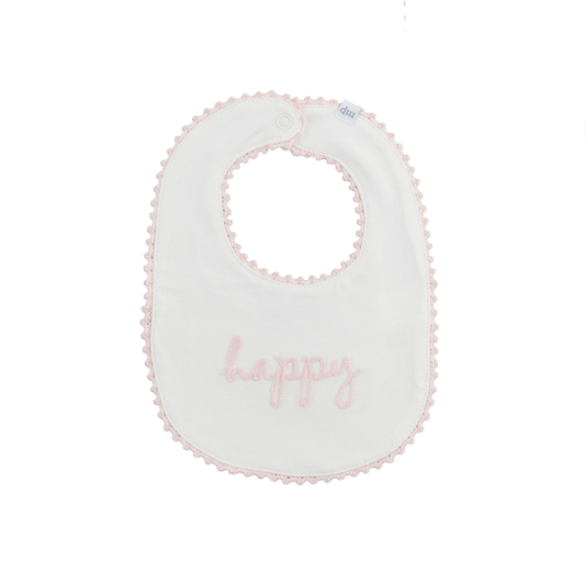 Happy Embroidered Bib