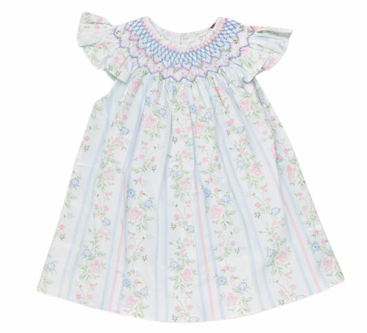 Valerie Floral Rose Vine Print Smocked Dress