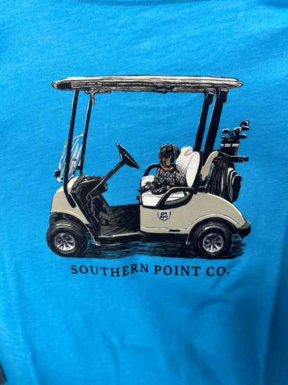 Southern Point Youth Tee Hawaiian Blue With Golf Cart