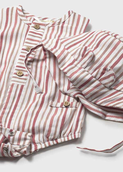 Boy Stripe Printed Bubble With Hat
