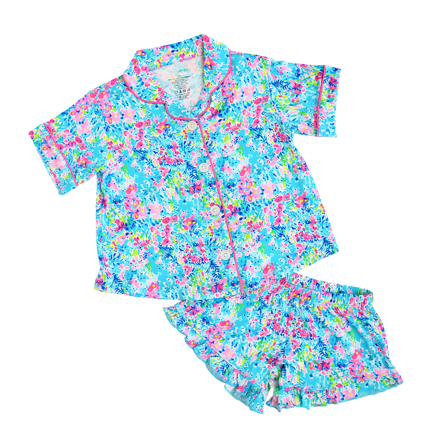 Ella RUFFLE LOUNGE SHORT SET Bamboo Floral Girls Clothing