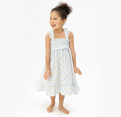 Lovely Lemons Smocked Ruffle Sundress With Bloomer