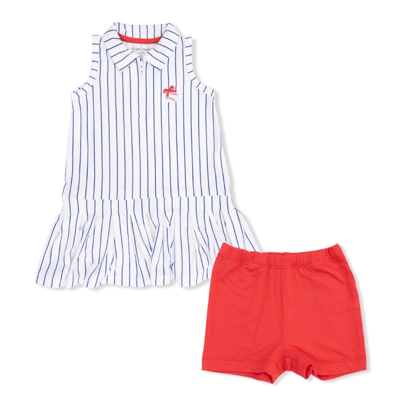 Baseball Stripe Polo Dress with Cartwheel Short