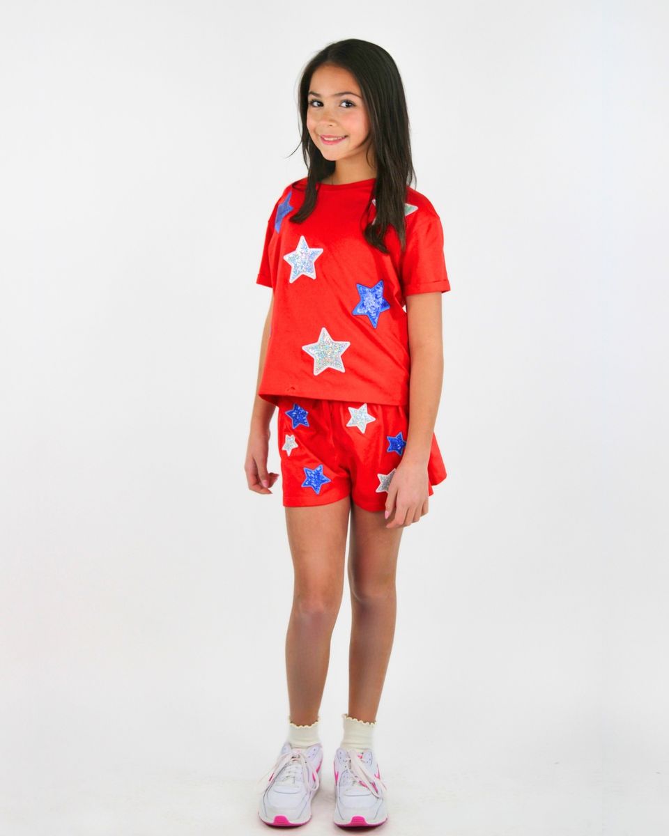 Sequin Star Appliqué Shorts