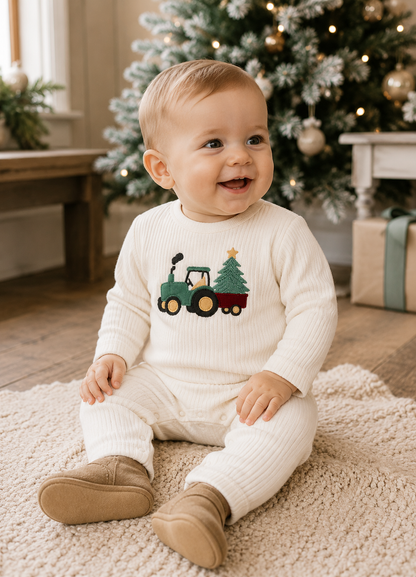 Christmas Tractor Sweater Romper