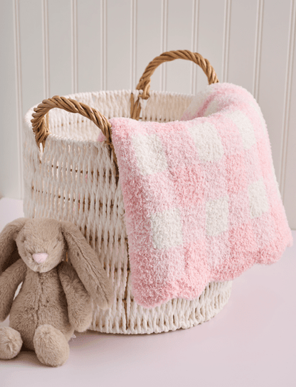 Pink Gingham Chenille Blanket