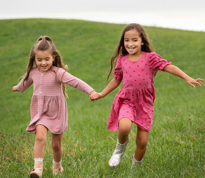 Pink Heart Ruched SS Dress