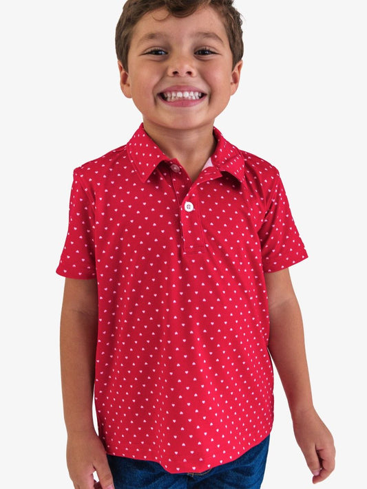 Boys Red Heart Polka Dot Knit Short Sleeve