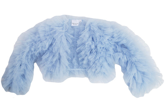 Ice Blue Tulle Ruffle Jacket
