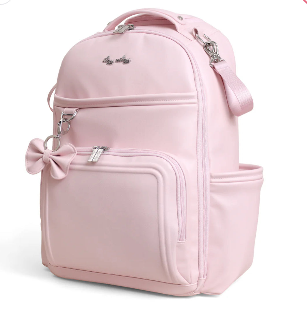 Boss Plus Backpack Diaper Bag with Pink Ribbons and Roses