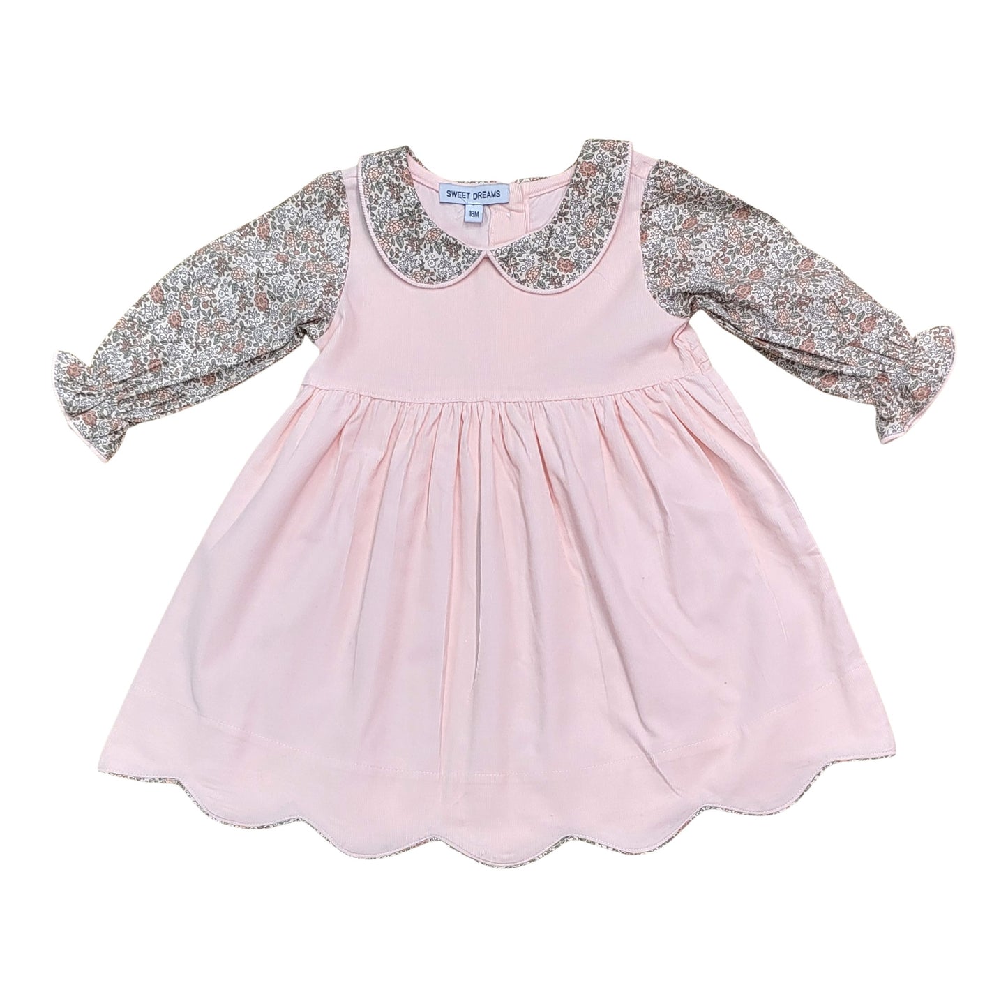 Pink Corduroy Floral Dress