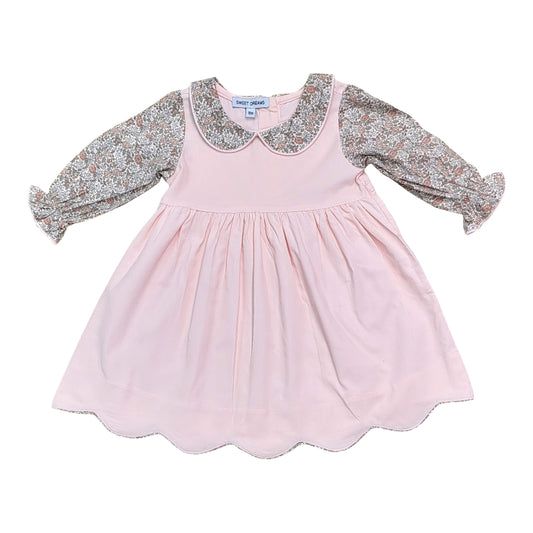 Pink Corduroy Floral Dress