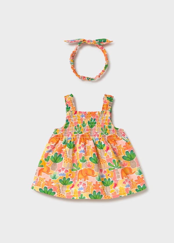 Printed Dress with Matching Headband