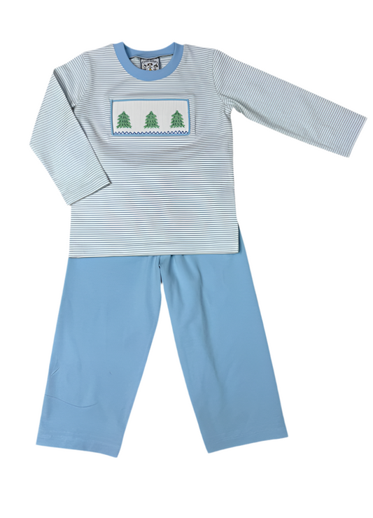 Christmas Tree Smocked Pant Set