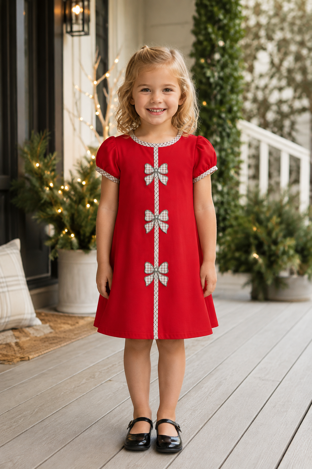 Holly Bow Dress Red