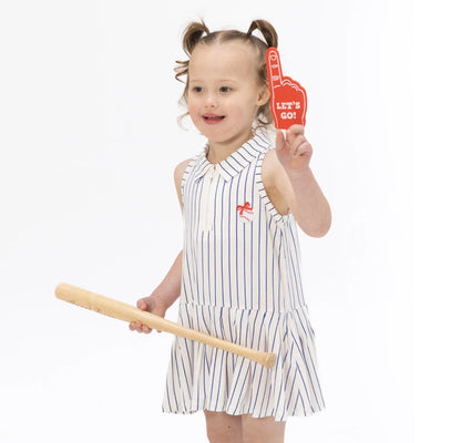 Baseball Stripe Polo Dress with Cartwheel Short