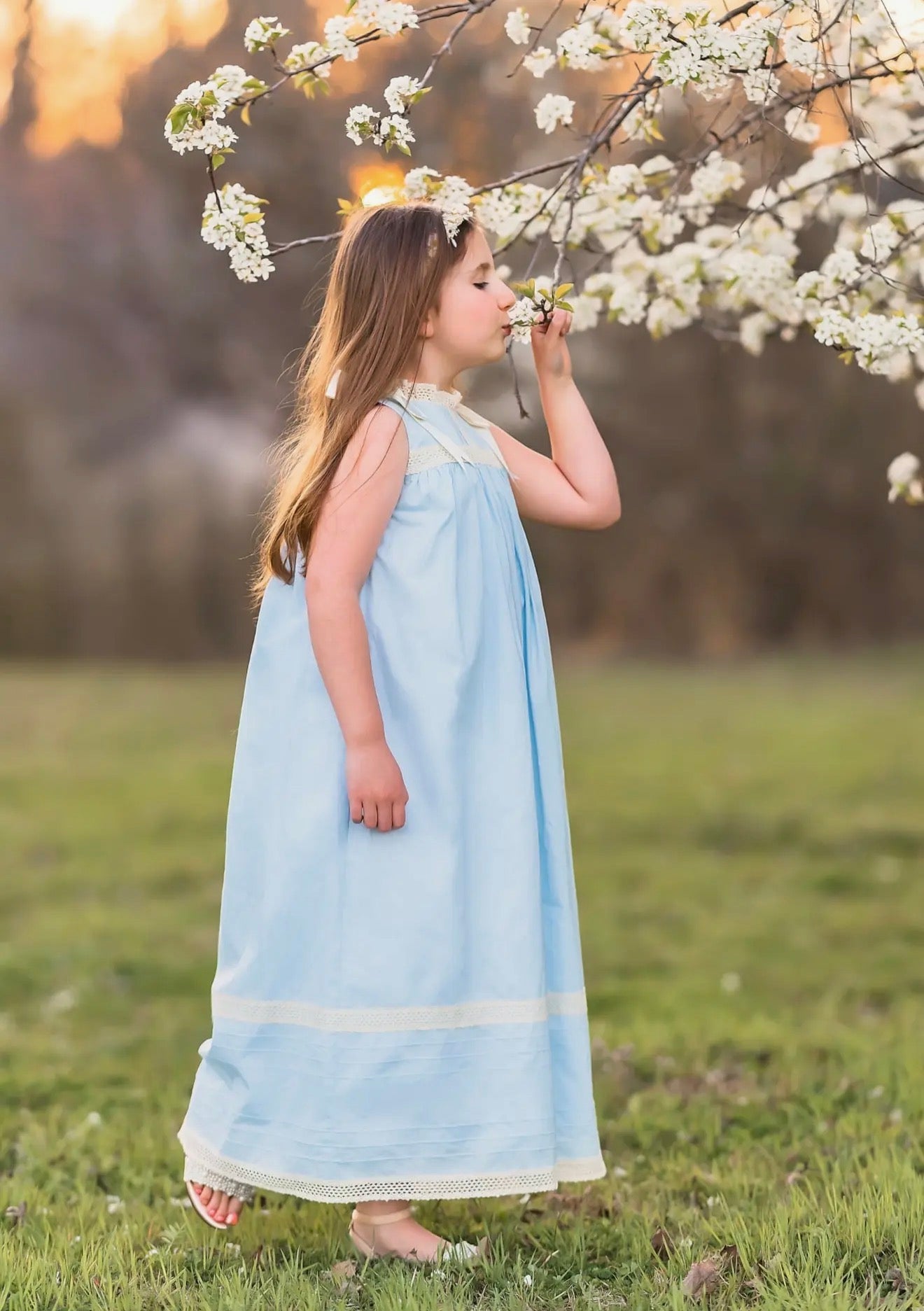 Cambridge Blue Sleeveless Heirloom Dress