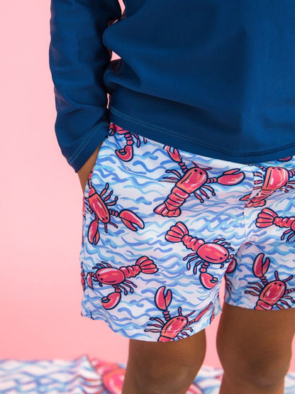 Boys Blue Lobster Lagoon Performance Swim Trunks