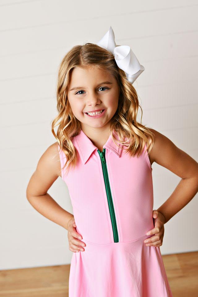 Girls’ Sporty A-line Dress with Front Zipper