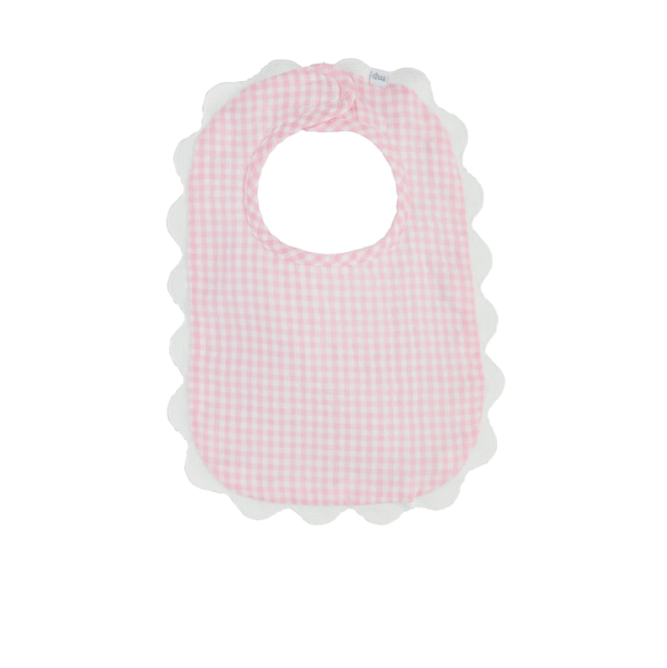 Pink Gingham Scallop Bib