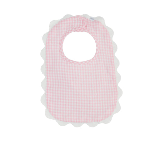 Pink Gingham Scallop Bib