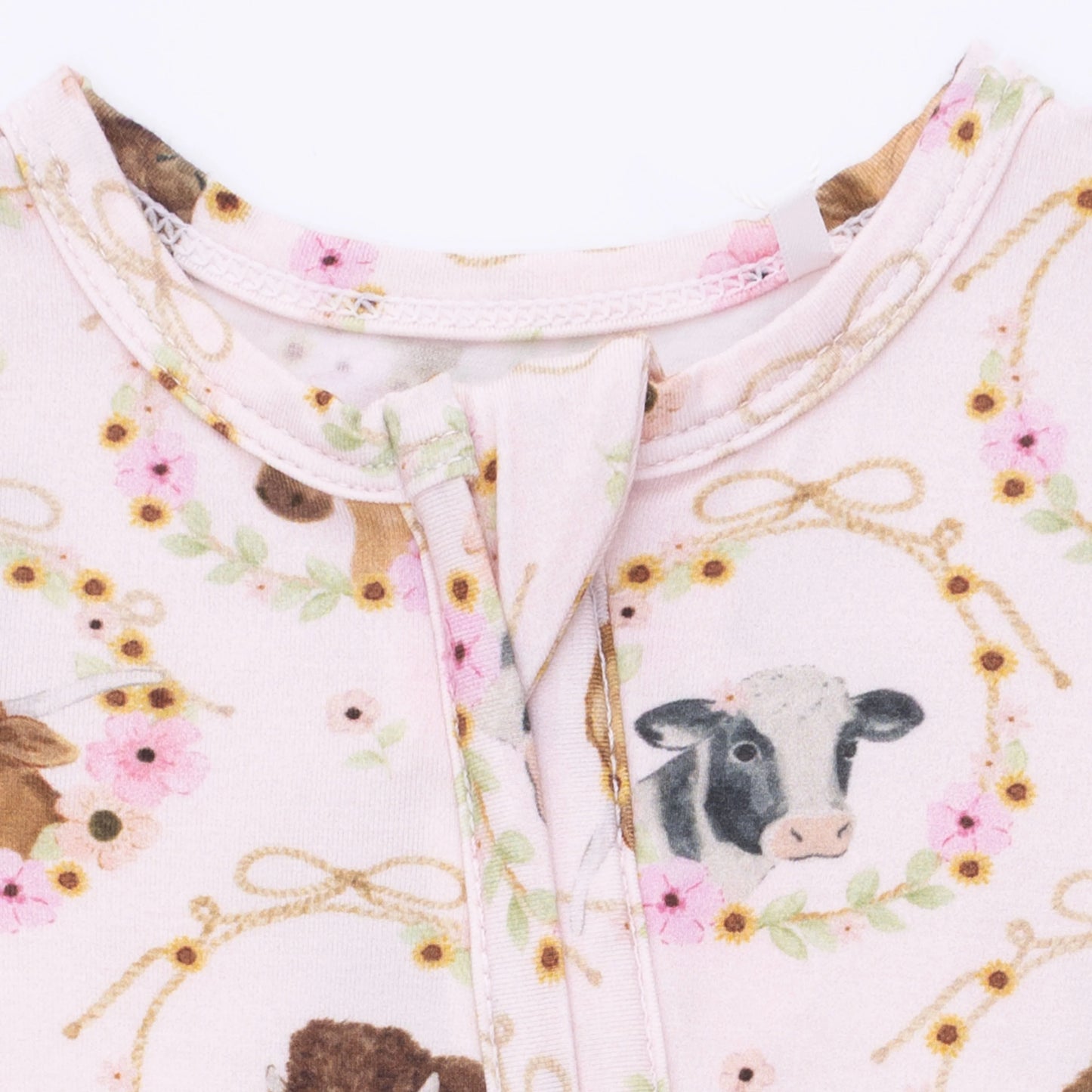 Pink Rope Farm Animals Ruffle Footie