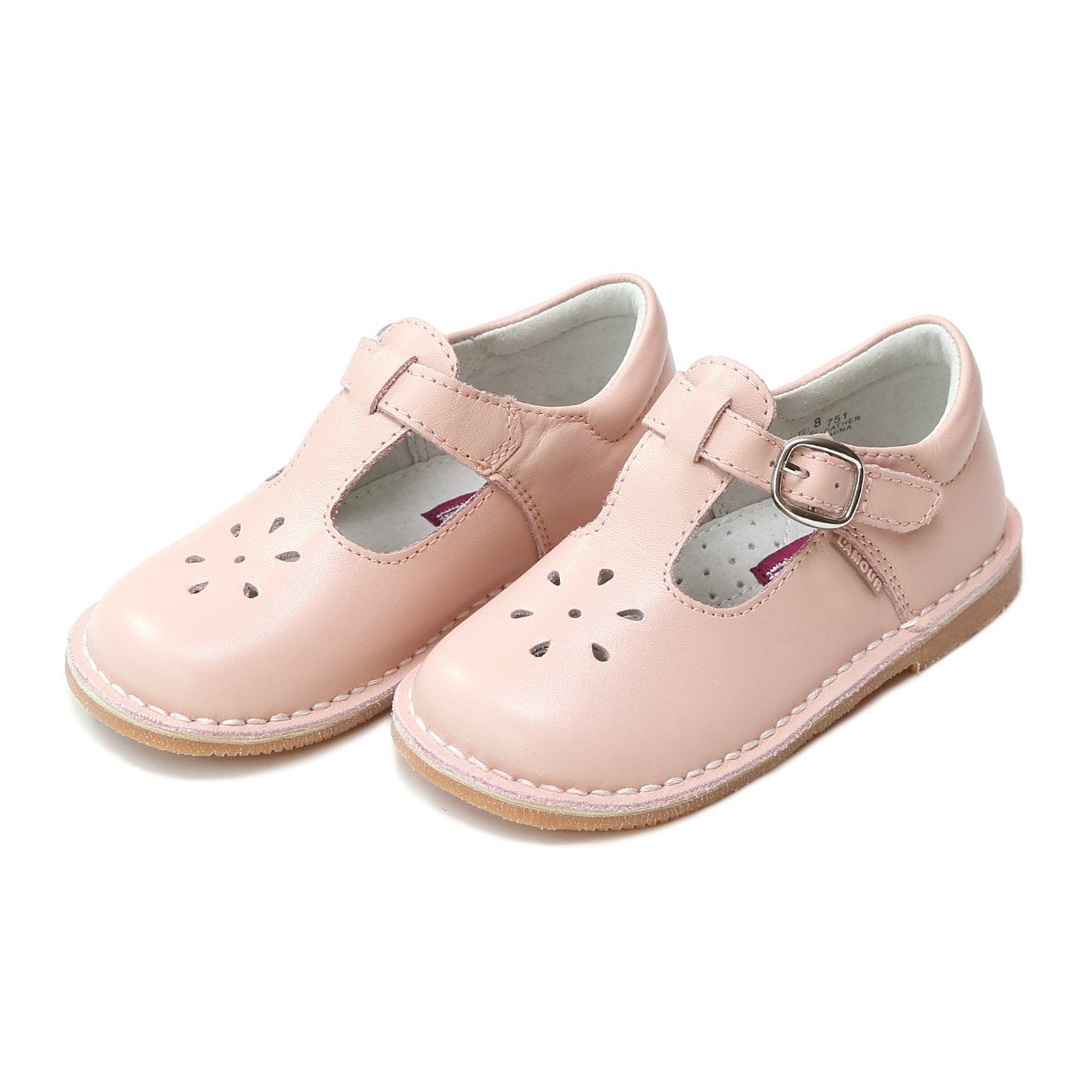 Joy Classic Leather Light Pink T Strap