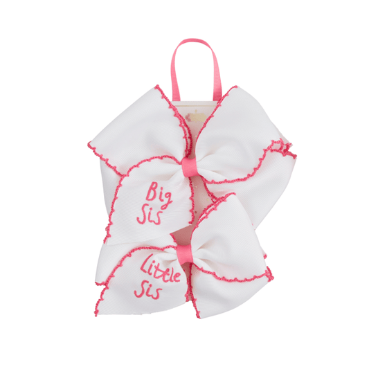 White Big Sis Little Sis Bow Set