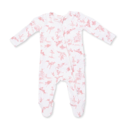 Ballet Toile 2 Way Ruffle Back Zipper Footie