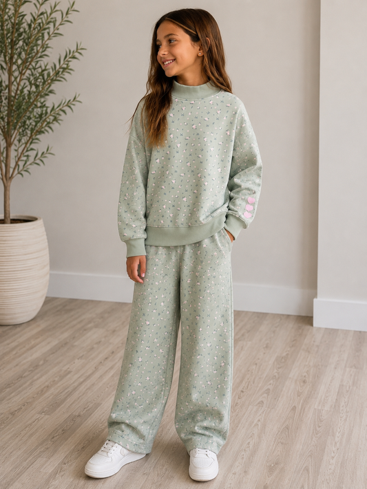 Pale Aqua Floral Print Set
