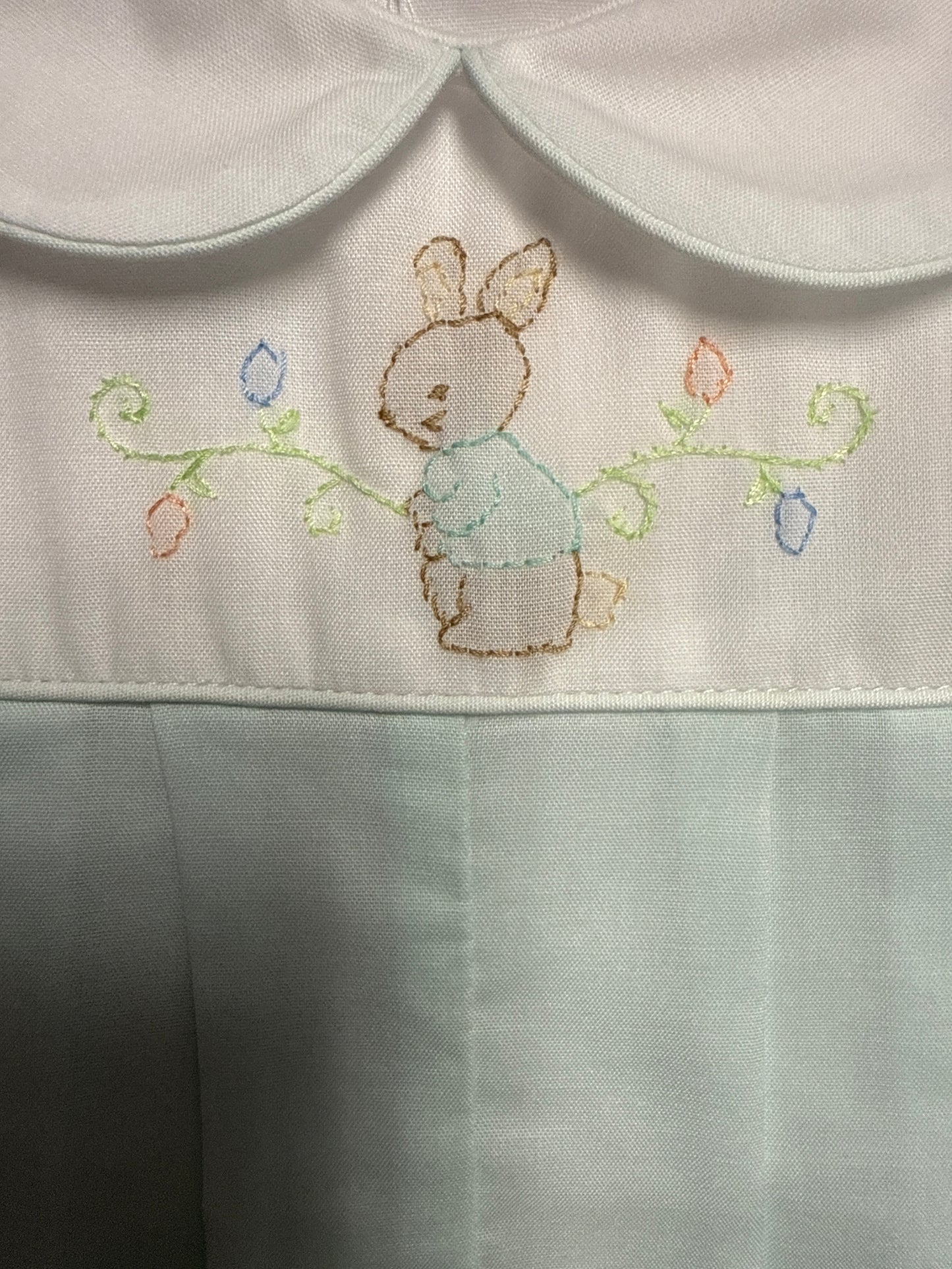 Shadow Stitched Embroidered Easter Bunny Romper