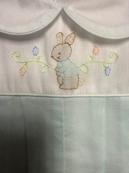 Shadow Stitched Embroidered Easter Bunny Romper