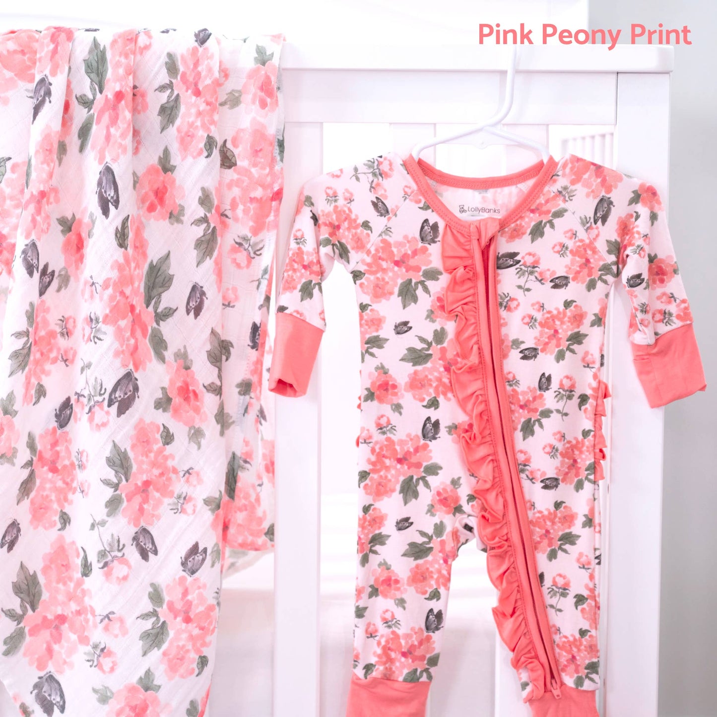Peony Floral Bamboo Convertible Ruffle Zipper Pajama