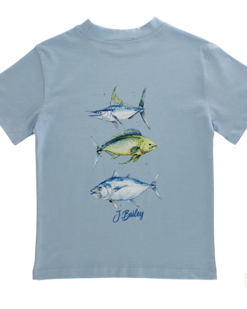 S/S Logo Tee-Fish Trio On Bayberry