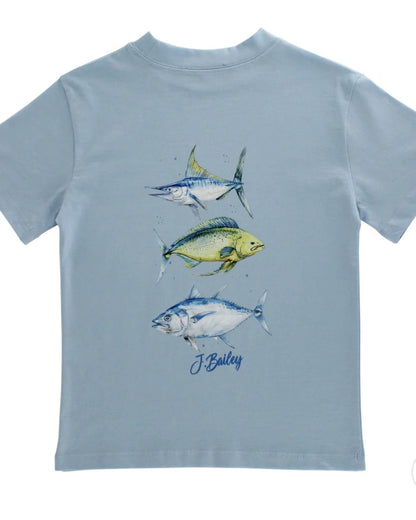 S/S Logo Tee-Fish Trio On Bayberry